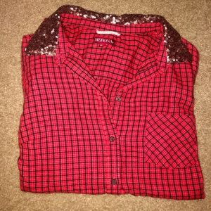 Embellished collared flannel